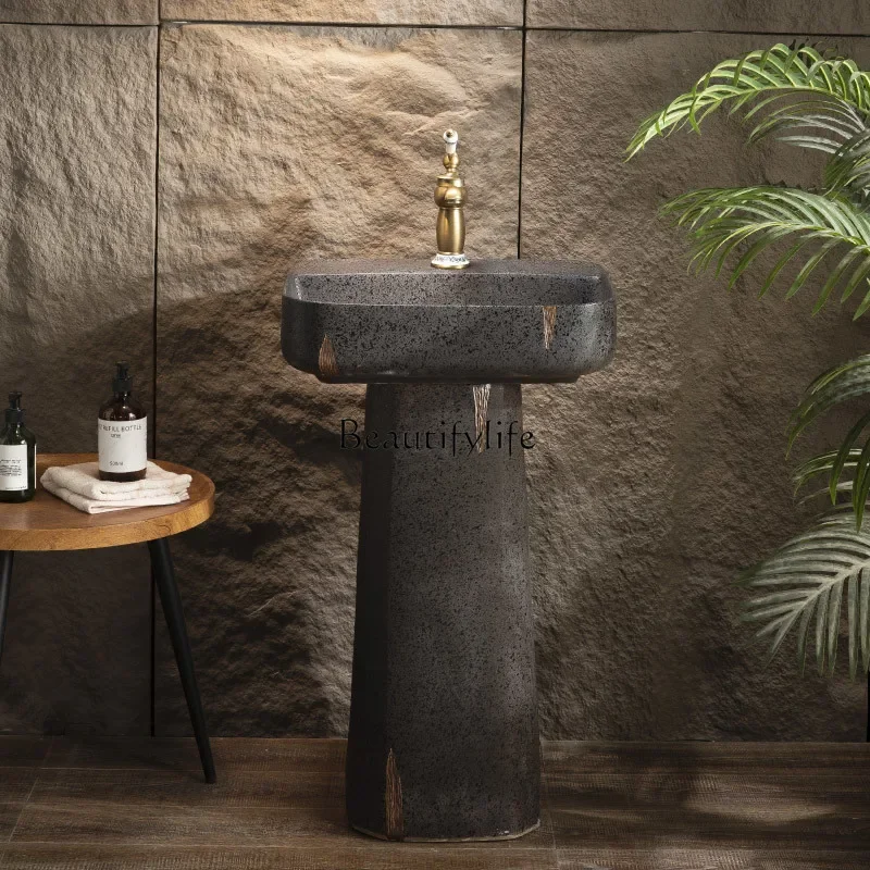 

ls 42Xiaoyuan retro washbasin, column-type outdoor balcony, integrated floor-to-ceiling outdoor washbasin