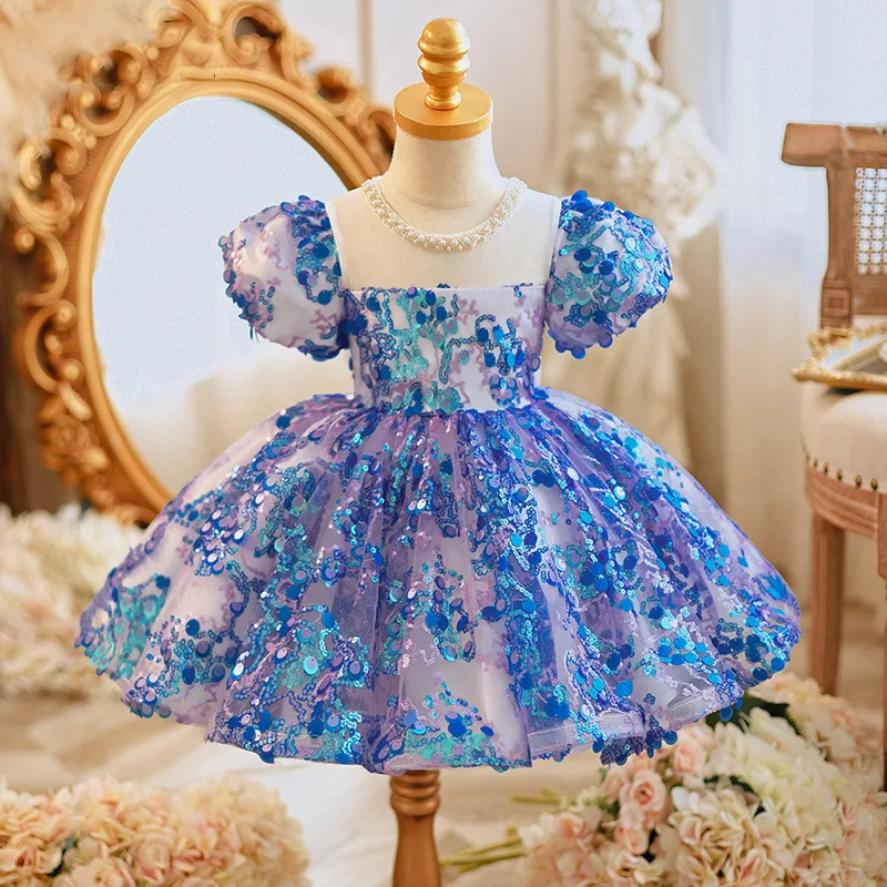 Girls\' dress Spring piano performance catwalk Performance dress High-end princess dress Children\'s birthday hosting flower girl