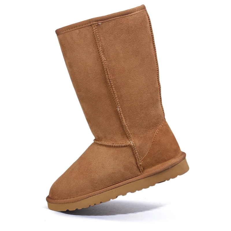 Botas de nieve de piel de oveja auténtica para Mujer, Botas de nieve con forro de piel 100% Natural, Botas Largas impermeables para invierno