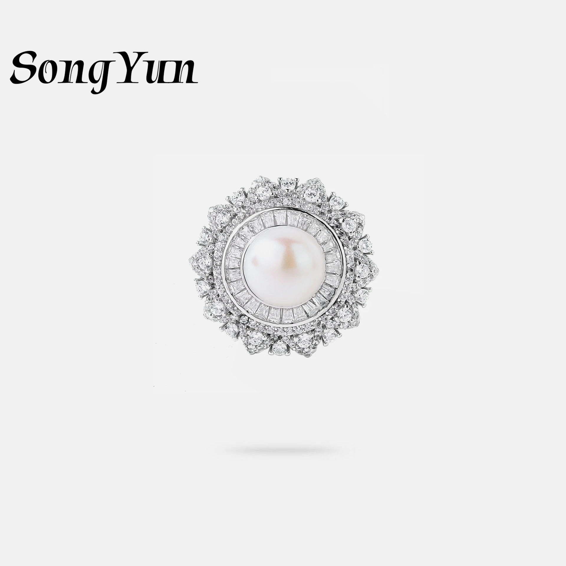 SongYun Jewelry 925 Sterling Silver Ring Women High Carbon Diamond Gemstones Designer s925 Silver Pearl Rings Band Accessories