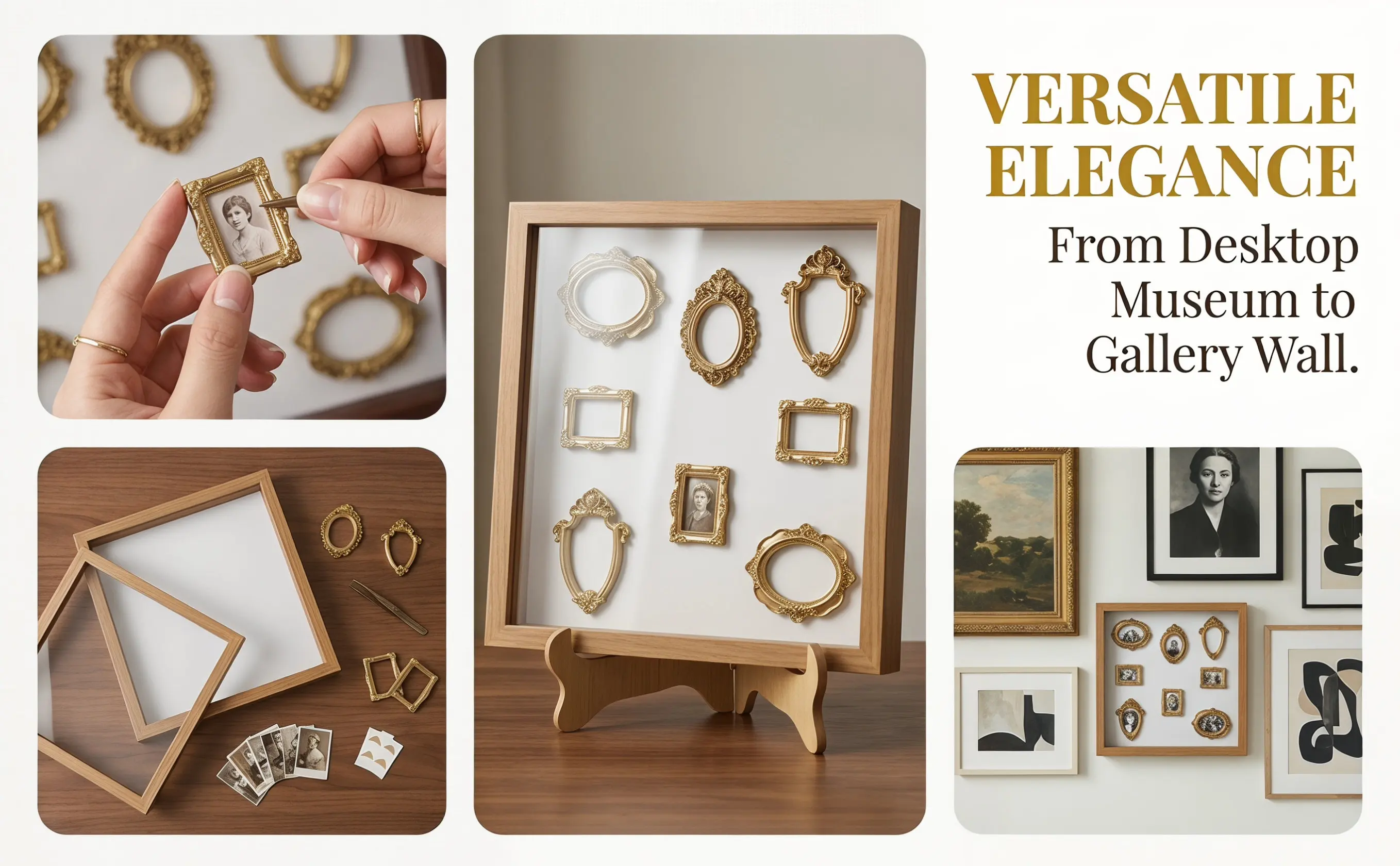 1Set Mini Shadow Box Frame Deep Resin Display Case DIY Museum Silhouette Vintage Photo Frame for Home Office Desk Decoration