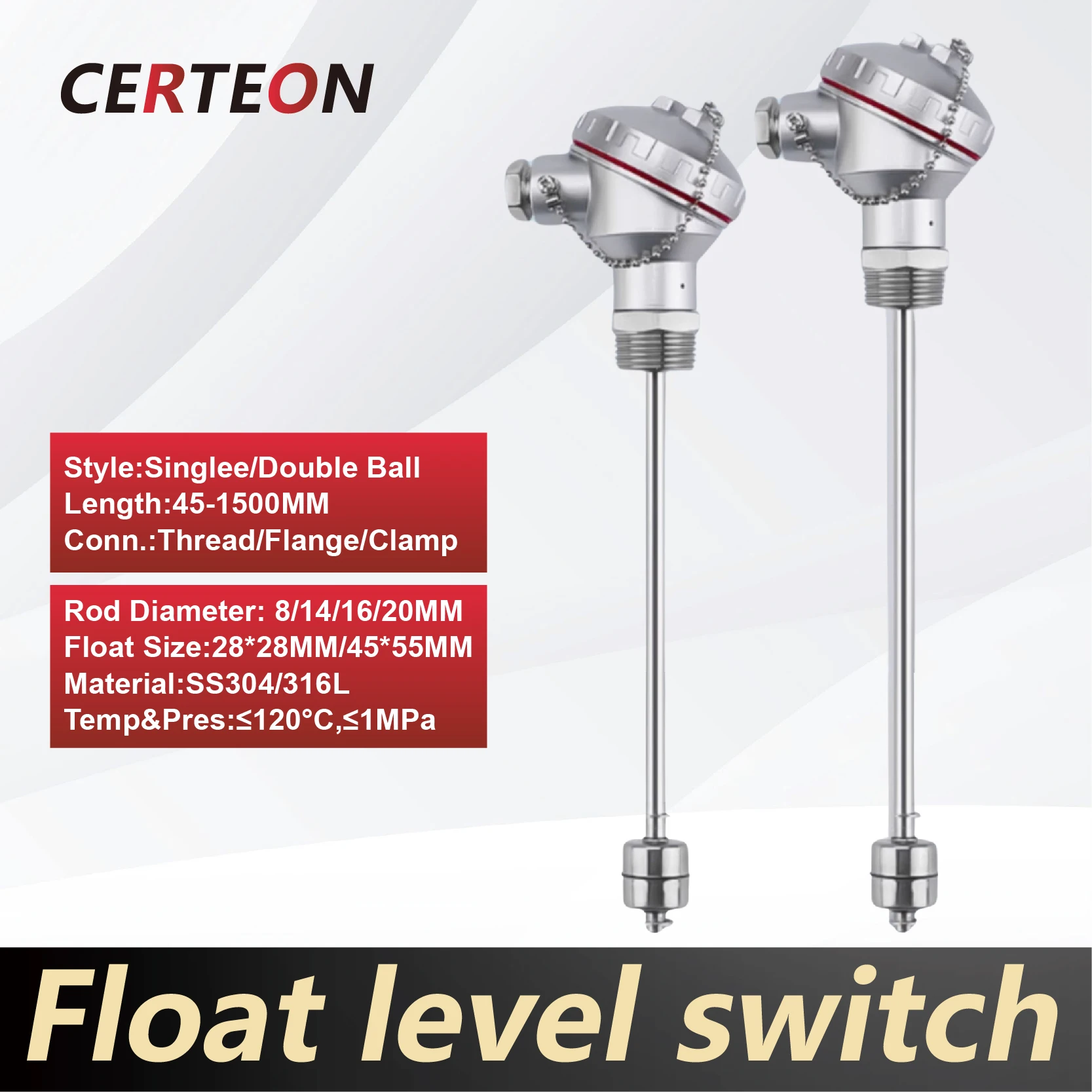 304 Stainless Steel Float Level Switch Liquid Level Sensor Threaded Float Switch Water Level Controller Waterproof Box