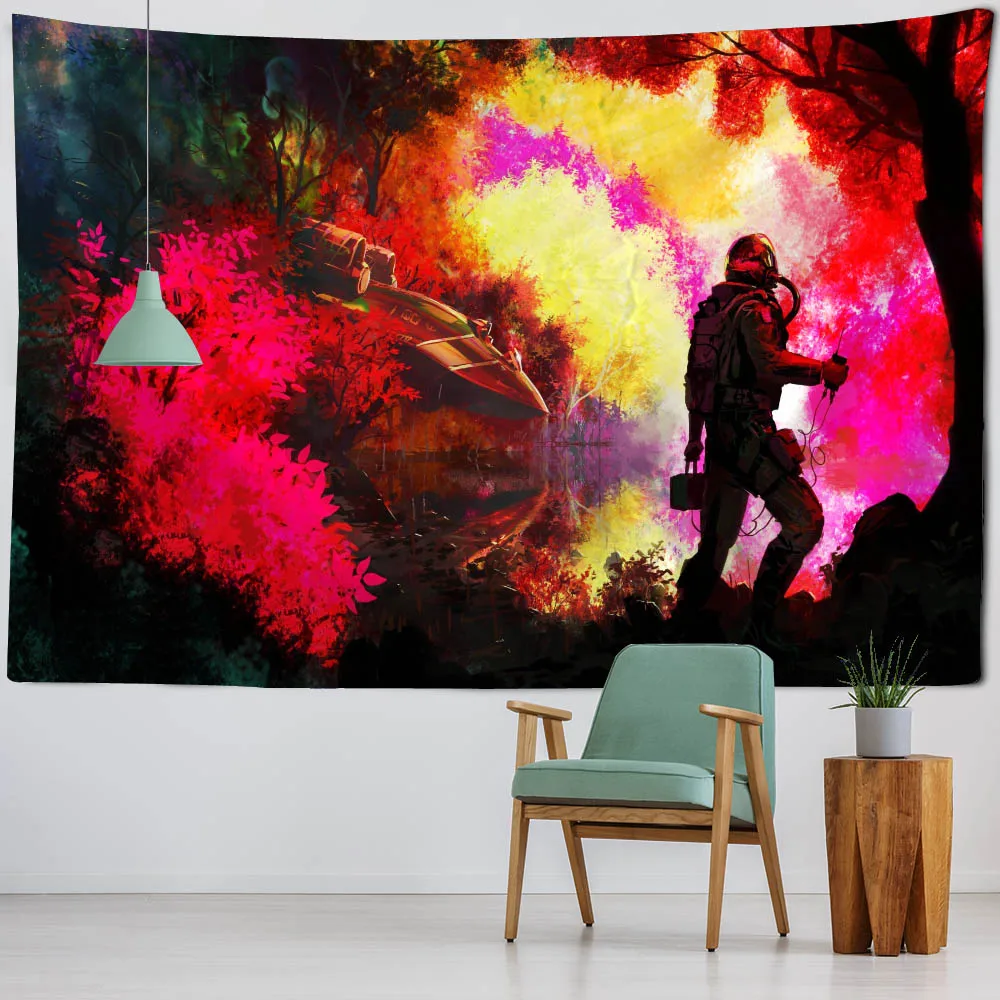 Astronaut stars tapestry fantasy art wall decoration hippie kawaii room decoration psychedelic home dormitory background cloth