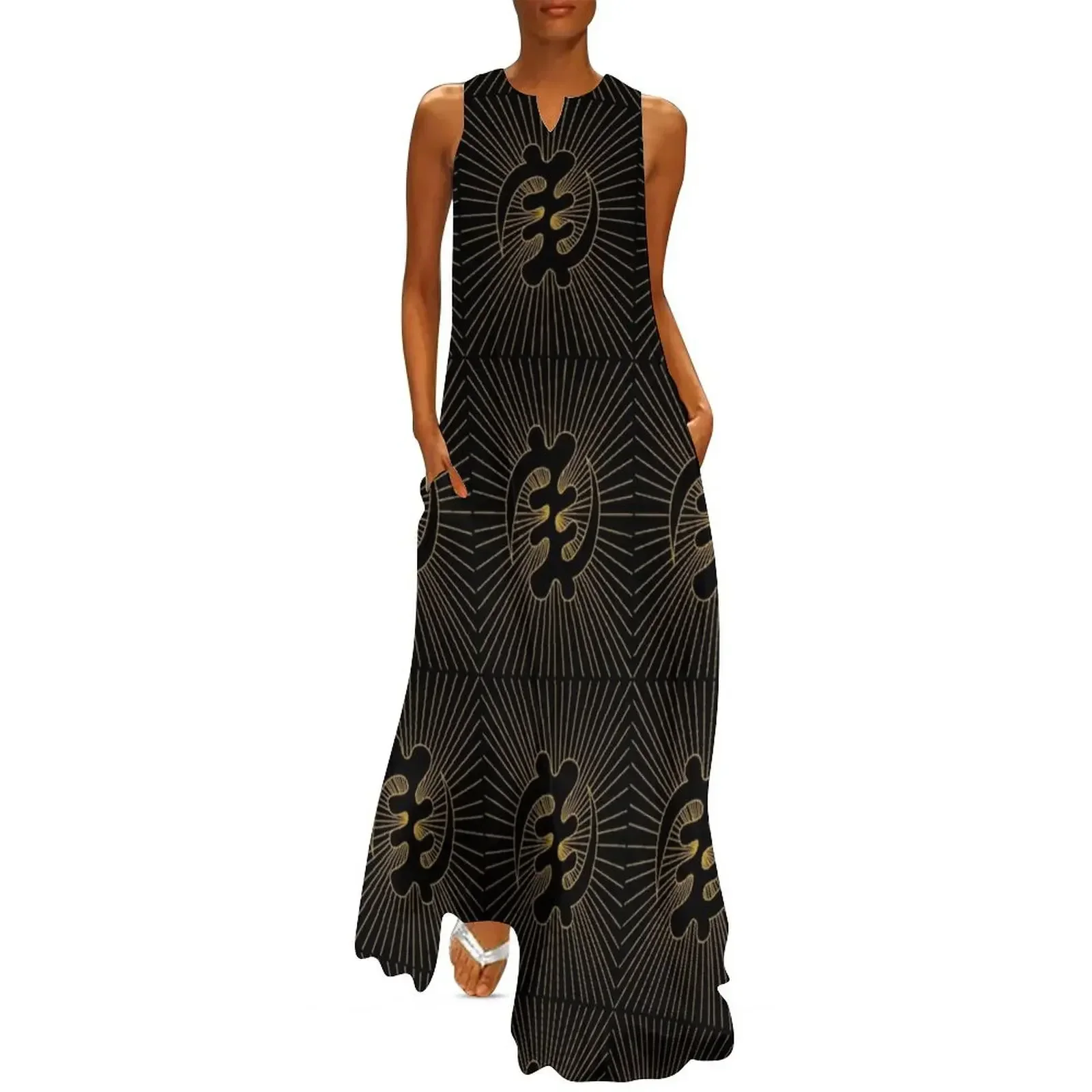 

Adinkra Gye Nyame design by Dopa-wear Long Dress Women long dress luxury woman evening dress vintage womens