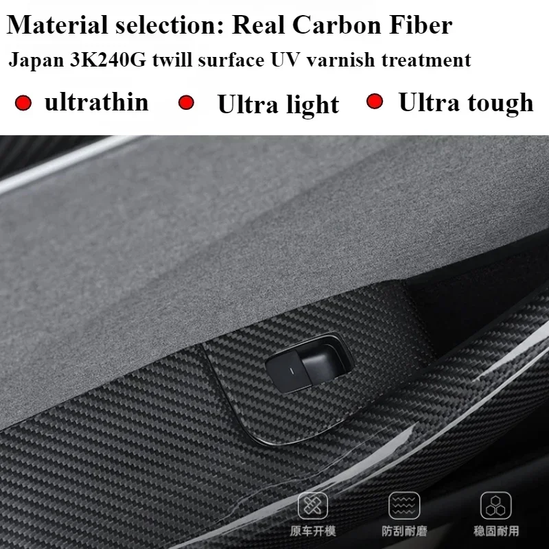 Boutons de commutation de lève-vitre pour Tesla modèle 3 Highland 2025, couverture de panneau de levage en Fiber de carbone véritable 3K240G, 4 pièces, accessoires LHD