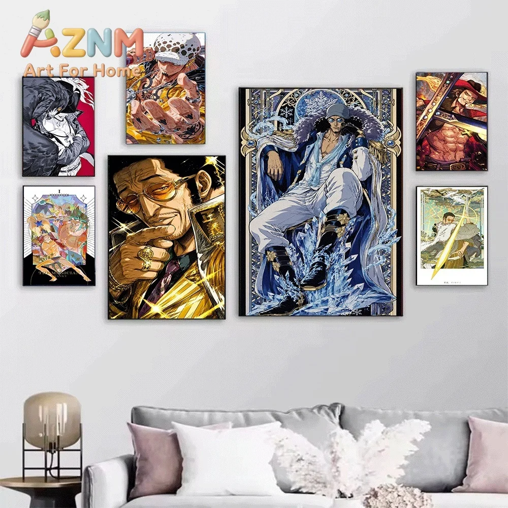 One Piece Red‑Haired Shanks Yonko Manga Anime Frameless Canvas Wall Art Poster Home Bedroom Living Room Decor Art Print Wall P
