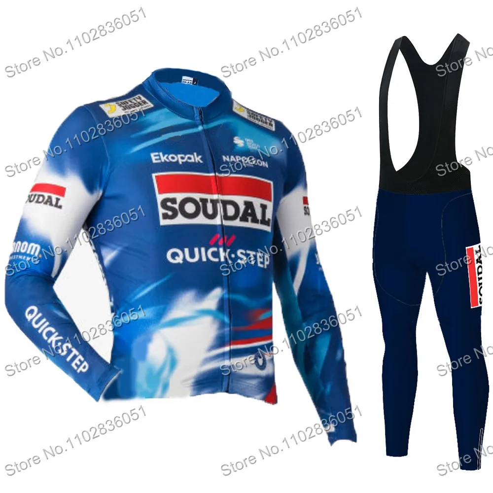 Soudal Quick Step 2025 Cycling Jersey Set Long Sleeve Men Spring Clothing Suit Bike Road Shirts Bicycle TightsBib MTB Uniform