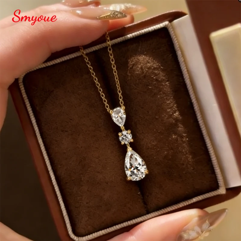 

Smyoue Trendy D Color All Moissanite Necklace for Women 100% Real S925 Sterling Silver 18k Plated Wedding Party Fine Jewelry
