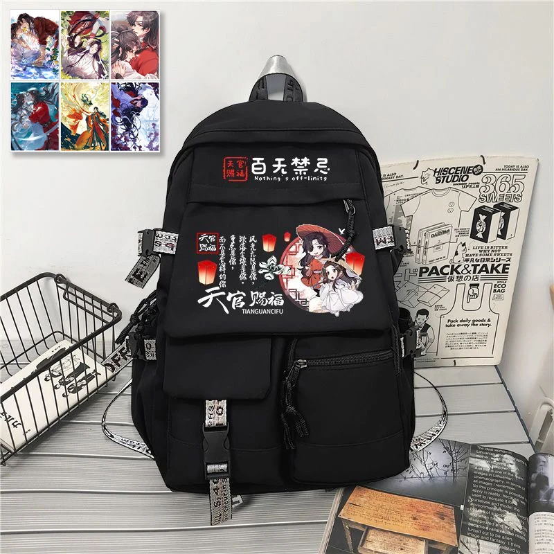 31×45×14cm Black White Grey, Heaven officials blessing, Tian Guan Ci Fu, Kids Teens School Bags, Anime Backpacks Girls Boys