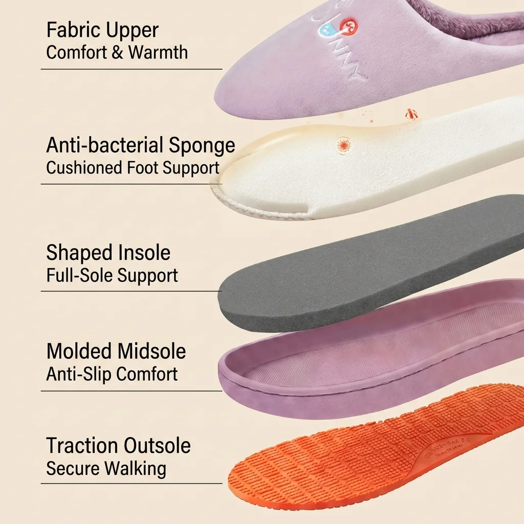 Plush Slippers Winter Antibacterial Anti Slip Sole House Slippers Soft Comfort Indoor Home Slippers For Old Men Women