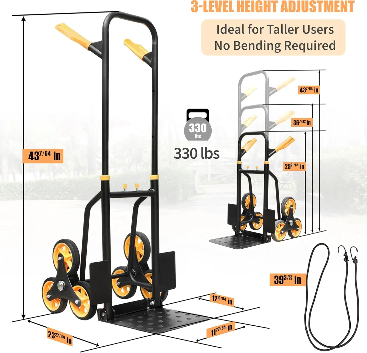 Folding Hand Truck - Foldable Heavy Duty Moving Furniture Dolly Cart with 2-Wheels & Ergonomic Handle - Light Weight Trolley Han