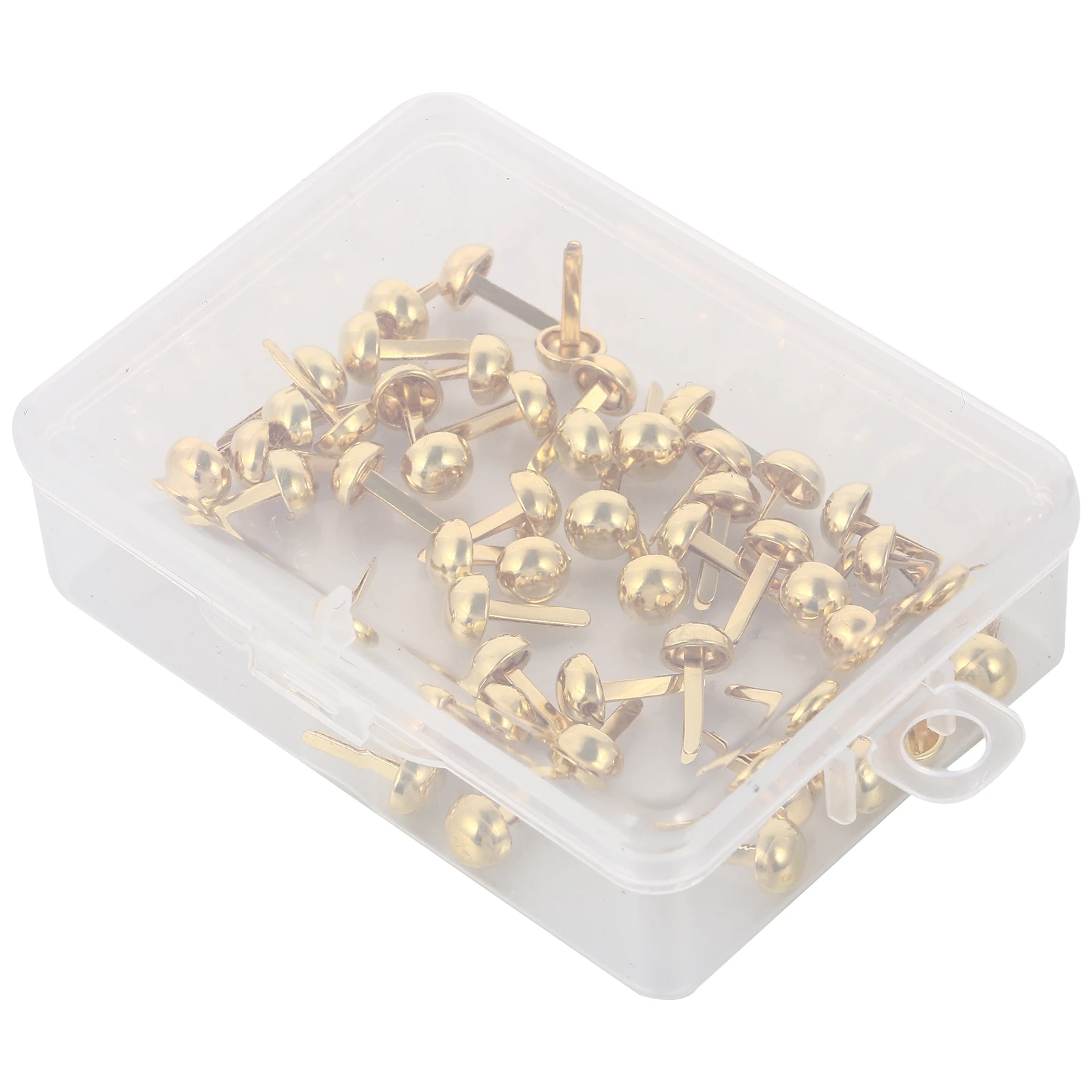 

50pcs Metal Head Tack Nails 8MM Two-Legged Nails Gold Two-legged Brads for Kids Crafts DIY Scrapbook Decor Accessories