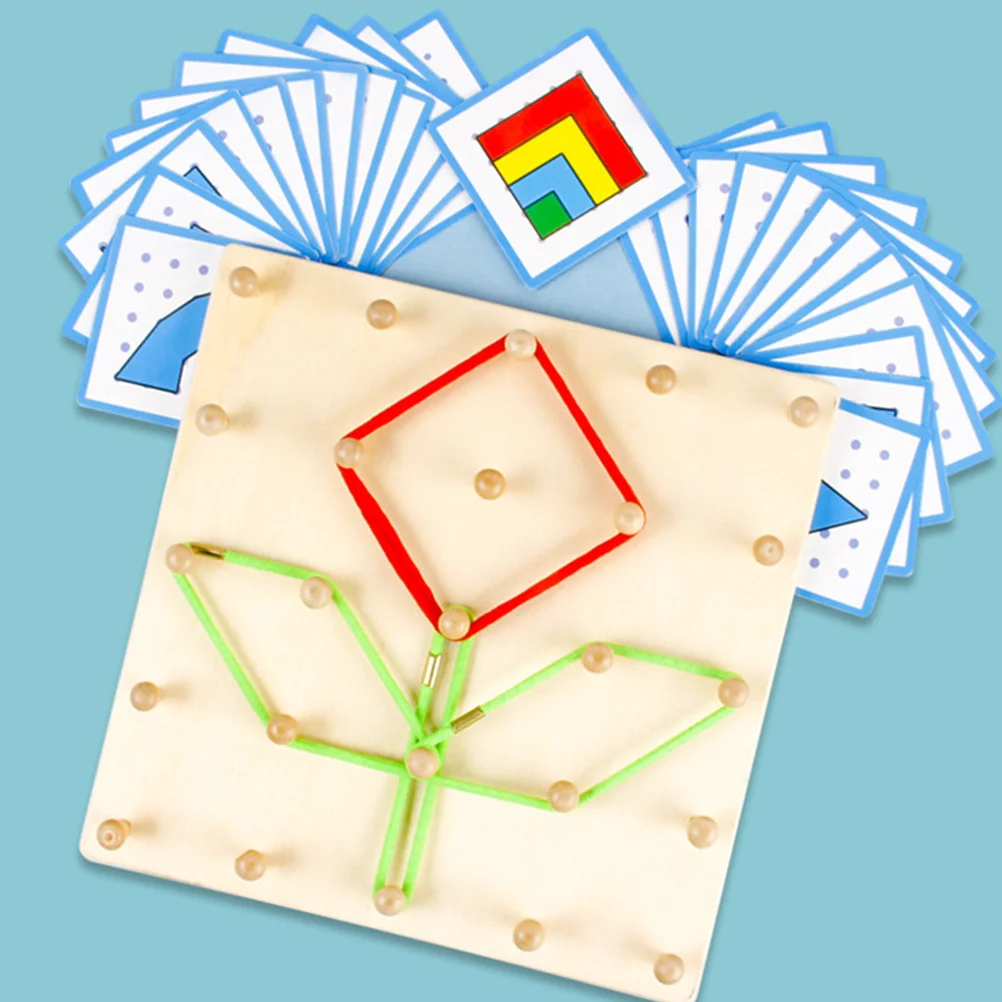 1 st Houten Geometrische Puzzelbord Kinderen Wiskunde Leren Elastiekje Vorm Spel Voor Voorschoolse Geometrie Onderwijs Nagelplaat