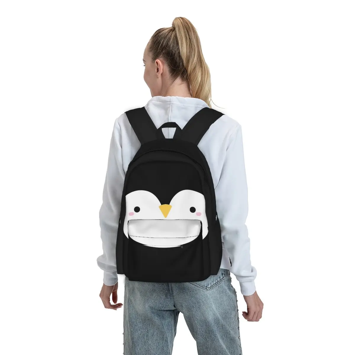 Cute Little Penguin Face zaini ragazzi ragazze Bookbag studenti borse da scuola zaino zaino per Laptop borsa a tracolla grande capacità