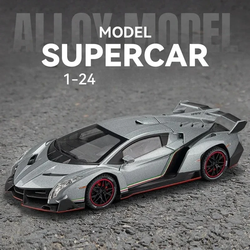 Modèle de voiture supercar Veneno 1:24 en alliage métallique moulé sous pression, haute simulation, objet de collection, cadeau d'anniversaire
