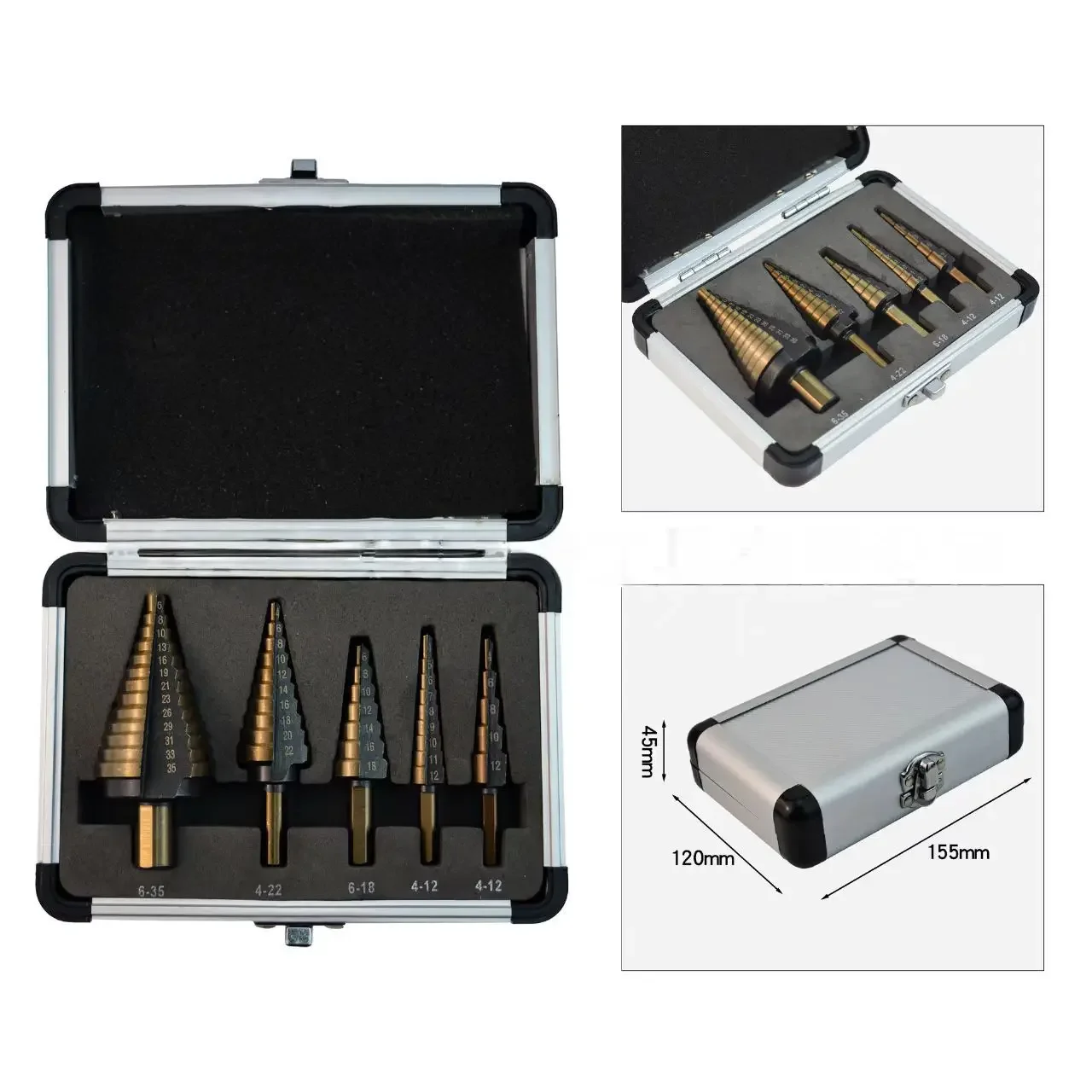 Cobalt Multiple Hole 50 Sizes Step Drill Set Tools Aluminum Case. Metal Hole Cutter Core Cone Drilling Tools Set