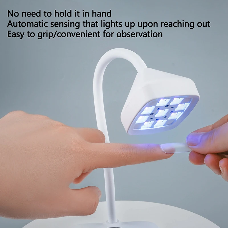 Wireless Nail Lamp LED UV Nail Dryer Rechargeable Auto Sensing Touch Control Fast Drying Nail Light 360° Bendable Table Lamp.~