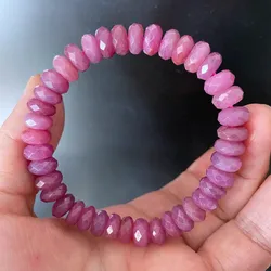 Top Quality Natural Red Rose Ruby Gemstone 7.5mm Bracelet Abacus Stretch Crystal Beads Rare Red Ruby Fashion Stone AAAAA