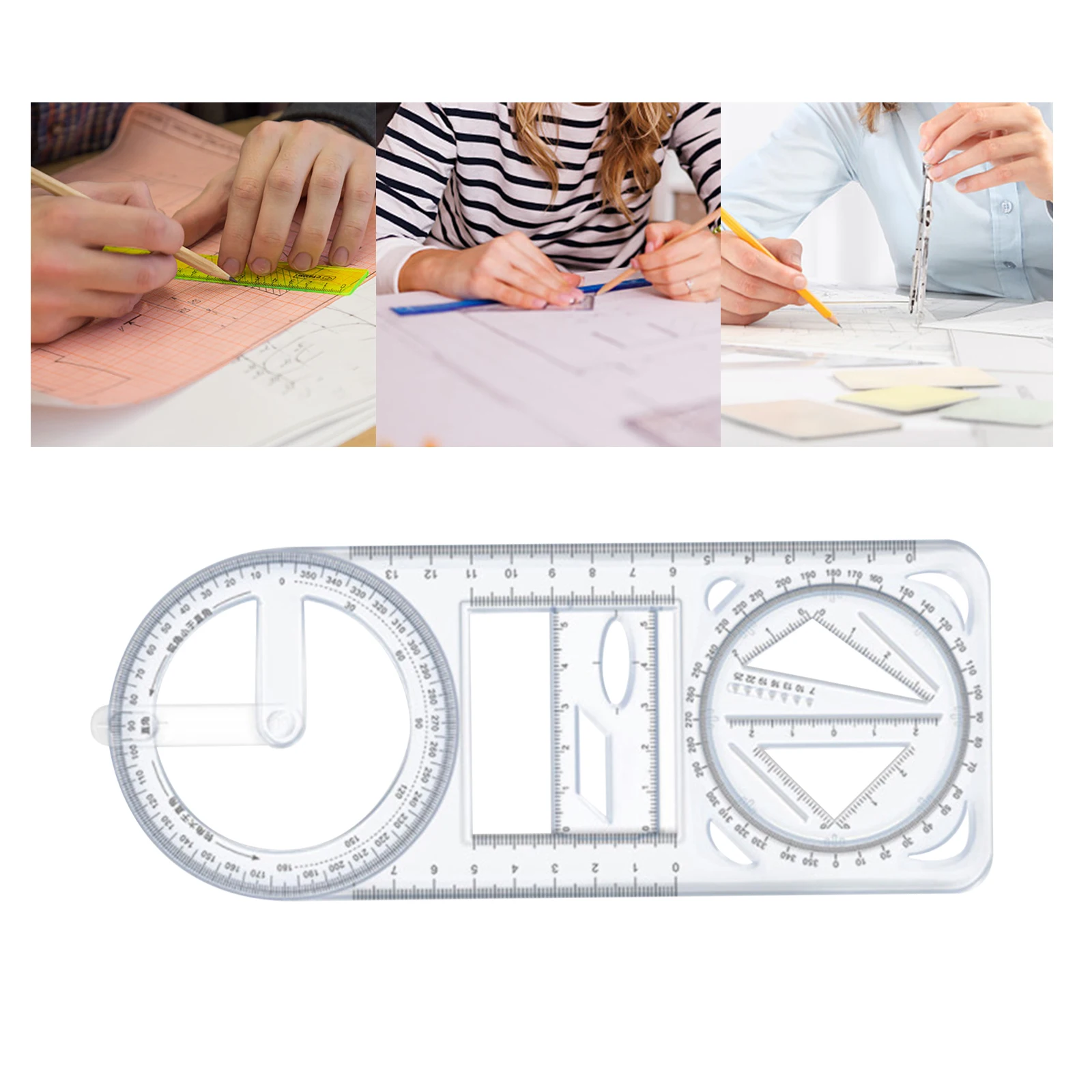 Multifunctional Geometric Ruler Geometric Drawing Template Measuring Tool For School Student Office Architecture Measuring Rule