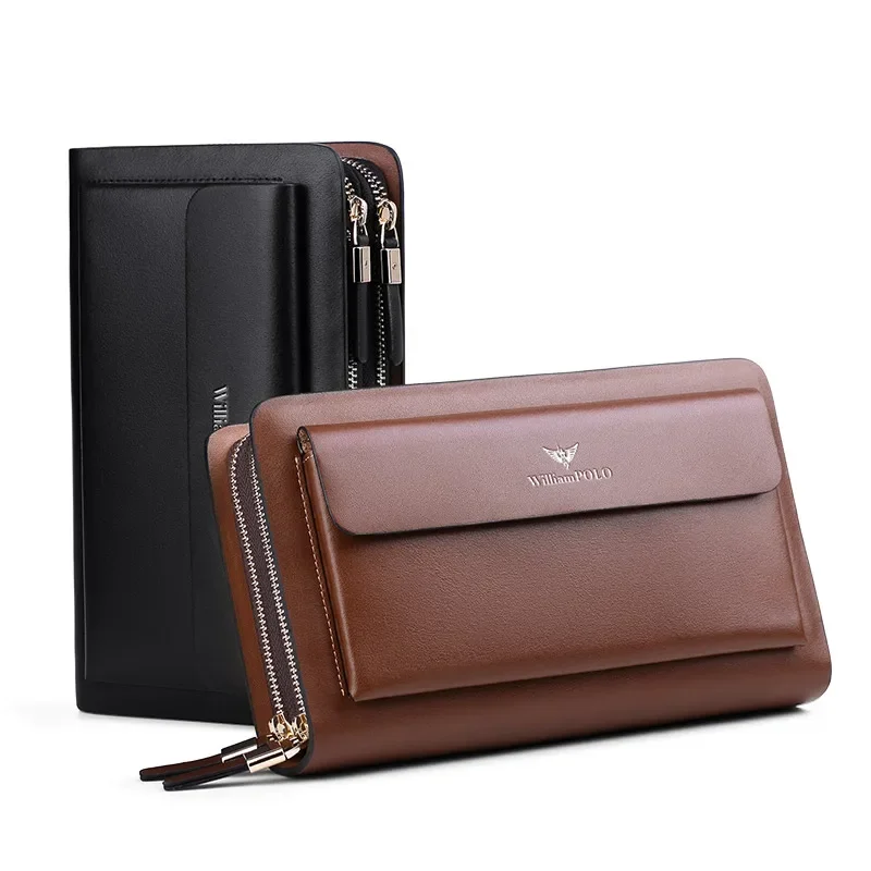 Men's handbag long wallet Men's handbag Mobile phone bag grab bag men's multi-slot zipper 2024 new model