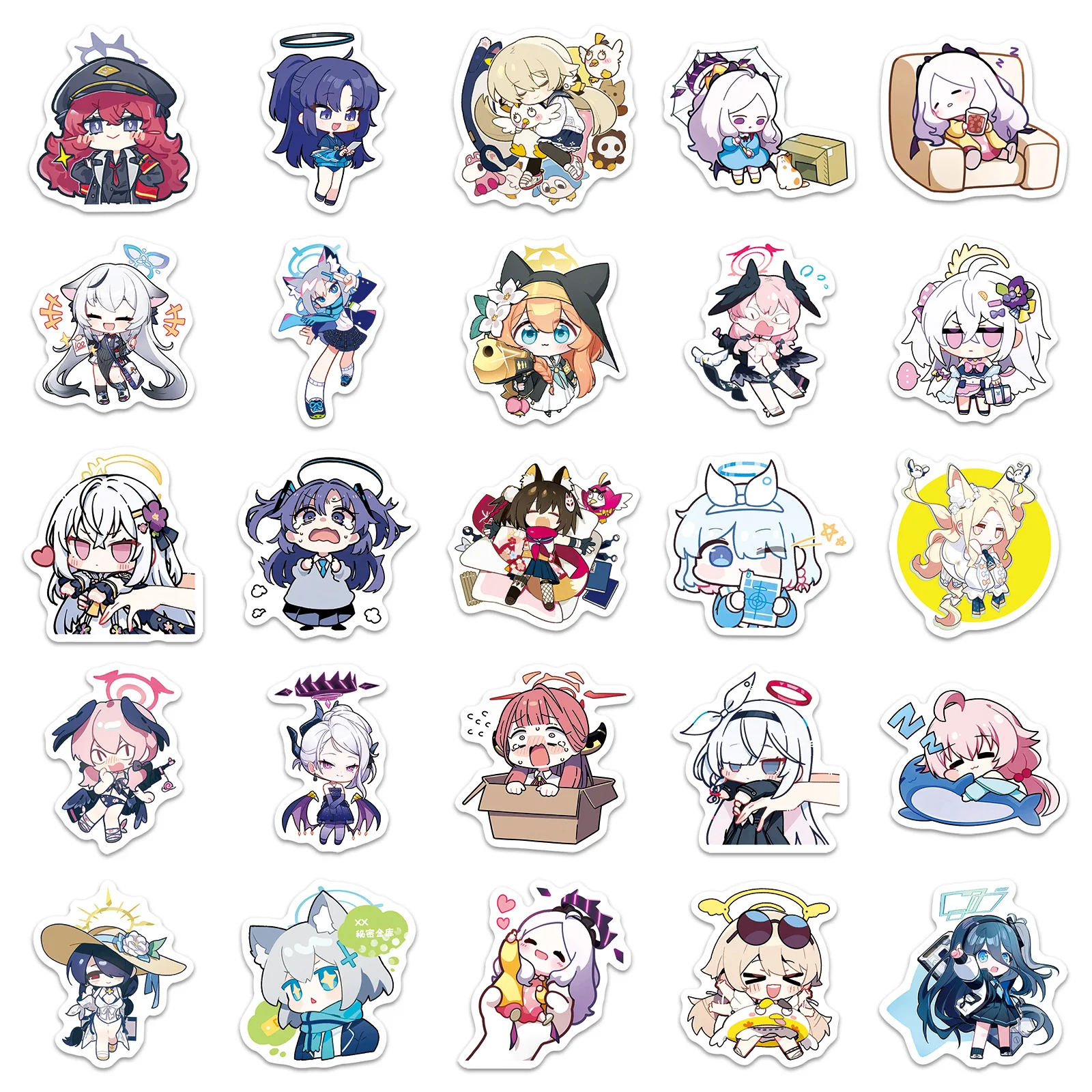 50PCS Q-versie Blauw Archief De Animatie Japanse Animatie Leuke Decoratie Bagage Telefoonhoes Waterdichte Sticker Kinderspeelgoed