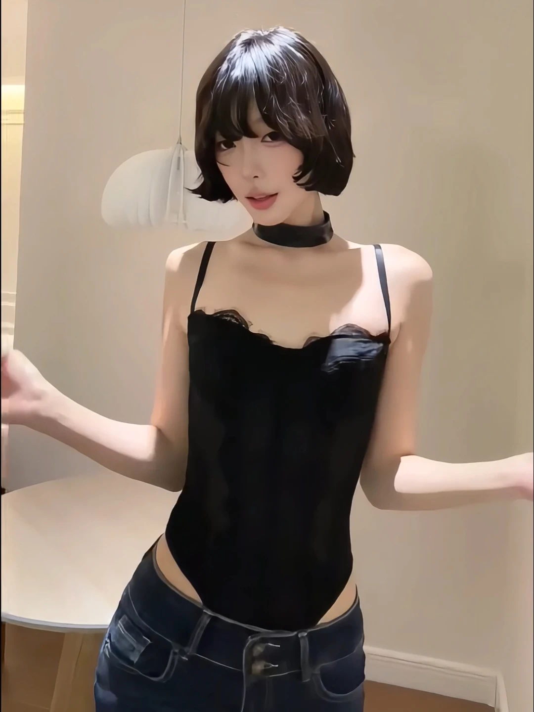 Sexy Kant Me Splice Bikini Set Vintage Pittig Meisje Lente Pure Desire Denim Micro Uitlopende Tweedelige Set Lage Taille Lange Broek