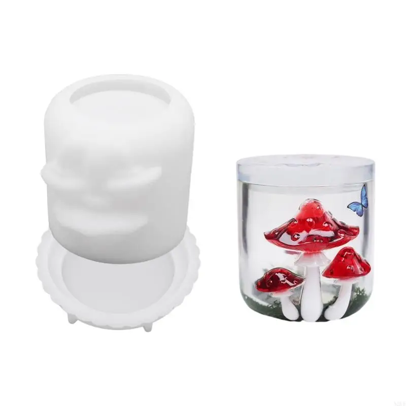 

N2UE Safe Reusable Silicone Mould Mushroom Jar Crafting Tool Smooth Surfaces Easy Demolding Art Projects Supplies