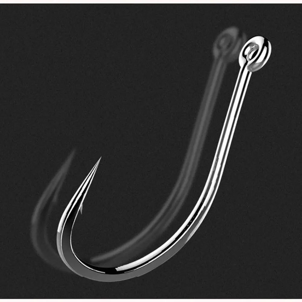 Fishing Hook Sea Pint Hook Carbon Steel Barbed Fishing Hooks Flattened Sharped Fishhooks Big Long Shank Off-set Fishing Hook