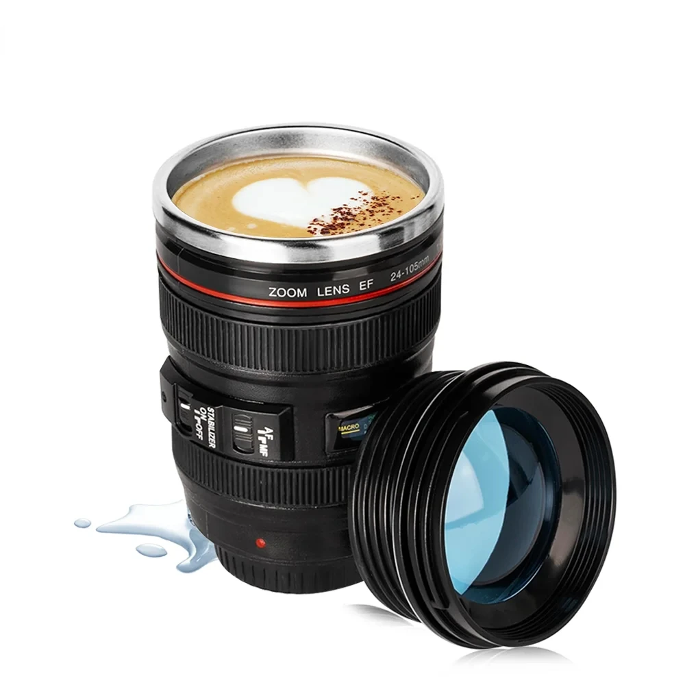 

Coffee Mug Camera Len Coffee Cup Thermos Thermal Water Bottle Stainless Steel Tumbler Cup With Lid Vacuum Flask Travle Drinkware