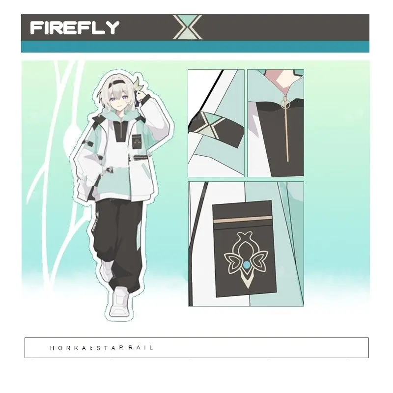 

Anime Honkai: Star Rail Cosplay Firefly Women Men Loose Jacket Coat Hooded Hoodie Windbreak Pant Set Carnival Costumes