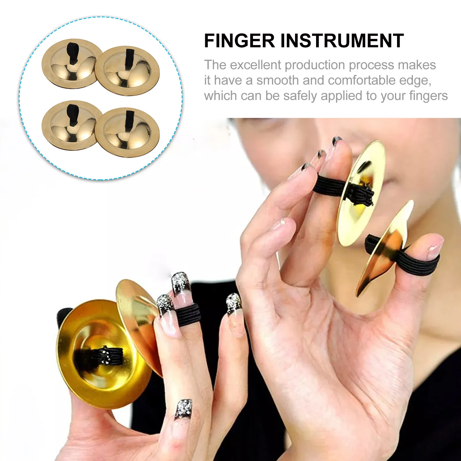 2Pairs Copper Finger Cymbals Mini Small Musical Instrument for Kids Dance Party Belly Dancing Crisp Melody Children's Rhythm - view 4