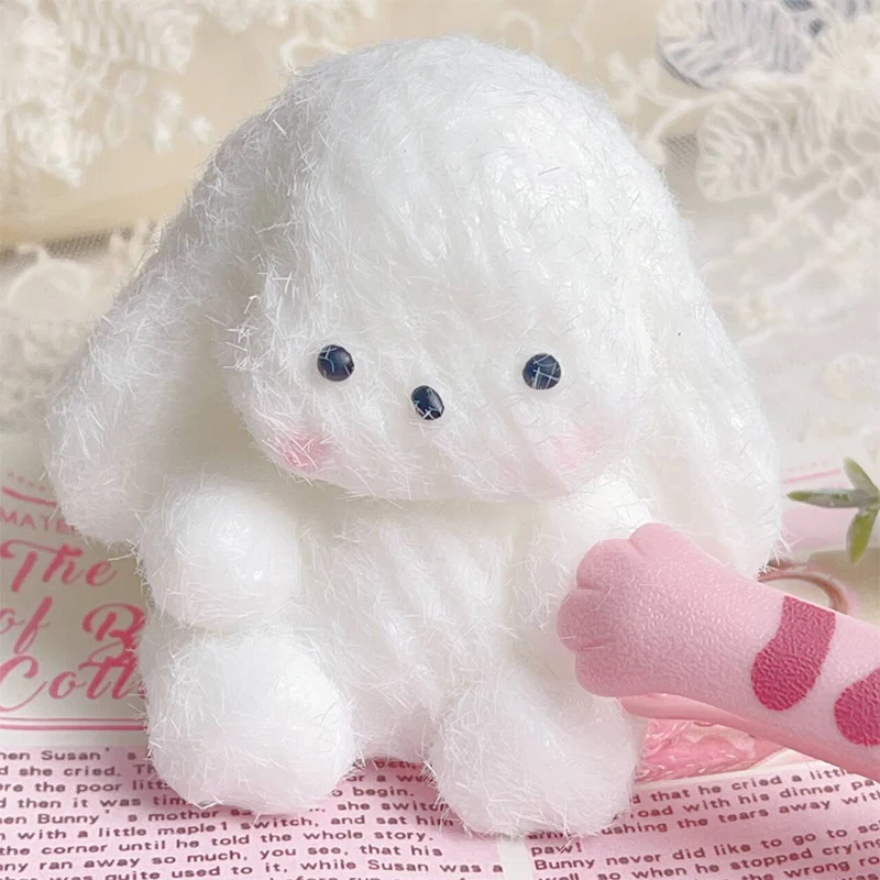 **Cute Flocking Bunny Taba soft Stress Relief Decompression Toy Squeeze Plush Rabbit Anti Stress Fidget Toy For Adult Kids Gift