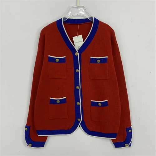 Suéter Cárdigan de Punto con Cuello en V Retro, Estilo Dulce a Rayas, Ajustado, Manga Larga, Abrigo de Suéter para Mujer, Mod...