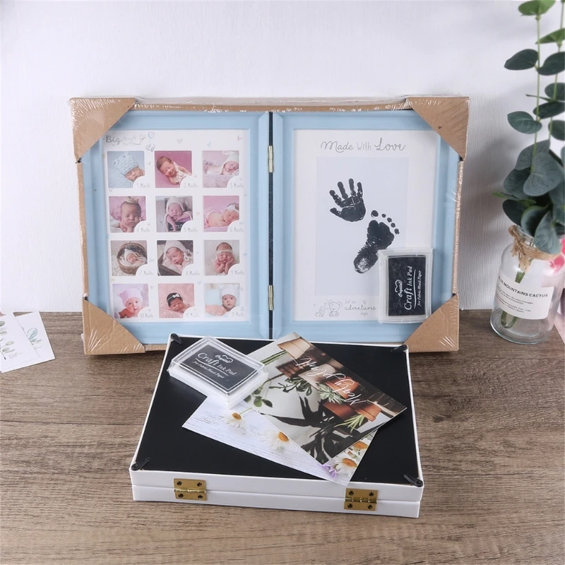 Foldable Picture Frame for Baby Growth Moment Record Handprint Display Photo Frame Nursery Room Decor Mothers Day Gift 1560