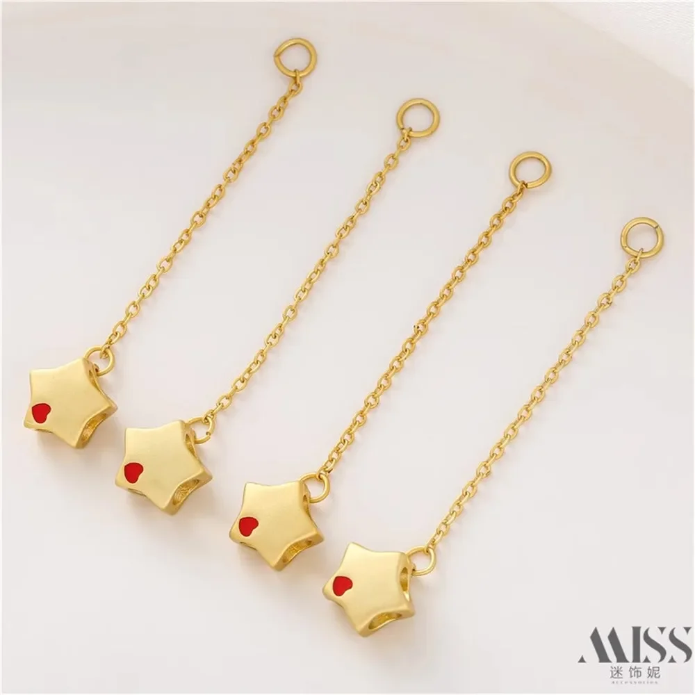 18K الذهب ملفوفة الخماسي قطرة النفط الحب ثقب كبير حبة سلسلة معلقة DIY بها بنفسك اكسسوارات سوار سلسلة معلقة سلسلة السلامة #3