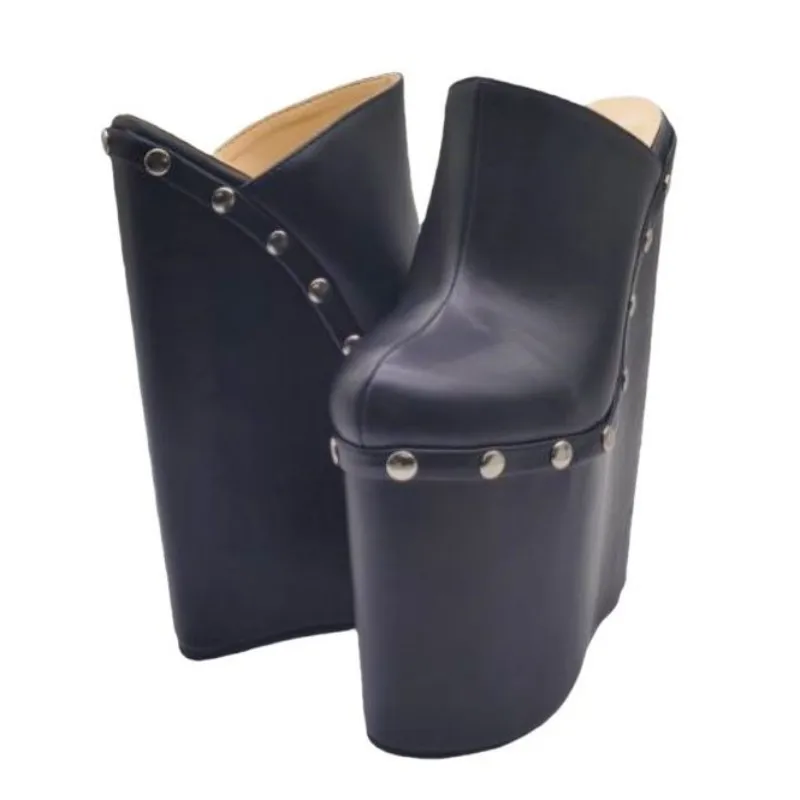 DIZHUANG Fashionable women's high-heeled slippers. Closed toe slippers. About 20cm heel height. Wedges platform slippers. 34-46