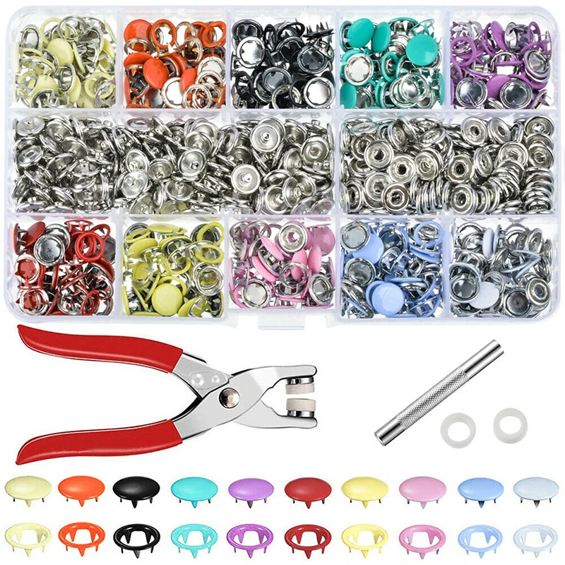 50pcs Prong Buttons Set Plier Tool Metal Snap Button Thickened Fastener Kit DIY Craft Supplies For Installing Clothes Bag Sewing