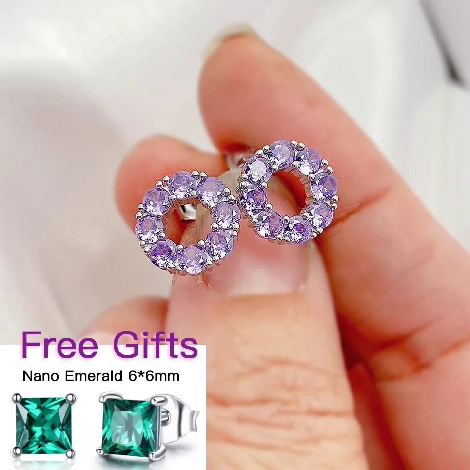 925 Sterling Silver Tanzanite Zircon  Stud Earrings  Original New Donut Women Frenchhigh Luxury High-end Earrings Jewelry Gift