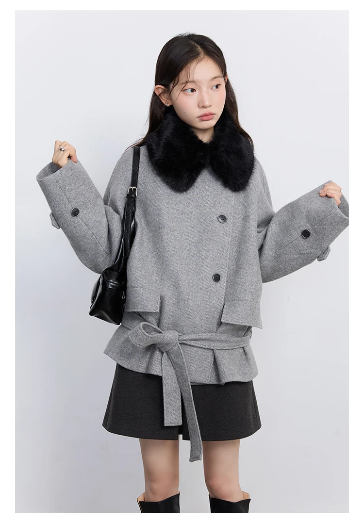 CHIC VEN Frauen Koreanische Mantel Lose Beiläufige Woolen einseitige Abnehmbare Kragen Weiblichen Mantel Damen Jacke Herbst Winter 2025 – Detail 16