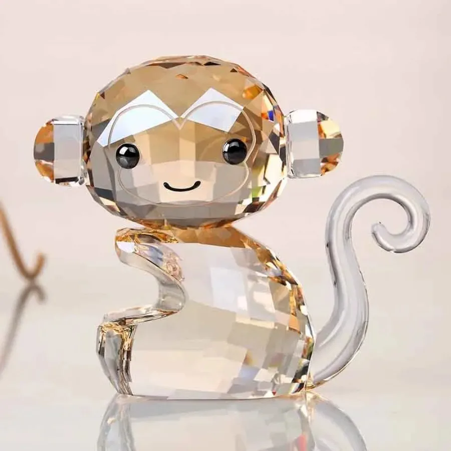

Handmade K9 Crystal Monkey Sculpture Animal Artwork Statues Nordic Room Decor Transparent Crafts Desktop Decor Birthday Gift