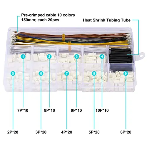 Kit de conectores JST, conector JST-GH 1,25 de paso de 1,25mm con Cables preprensados de 28AWG, carcasa de conector GH de 1,25mm (Kit GH)