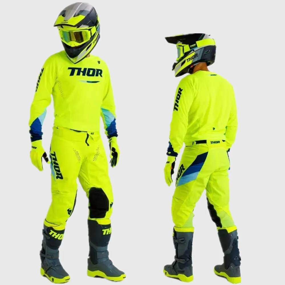 Flo amarillo Thor Mx conjunto de engranajes MX Kit Combos de moto de cross conjunto de equipo de Motocross conjunto de Jersey de motocicleta ropa de carrera todoterreno traje de motocicleta