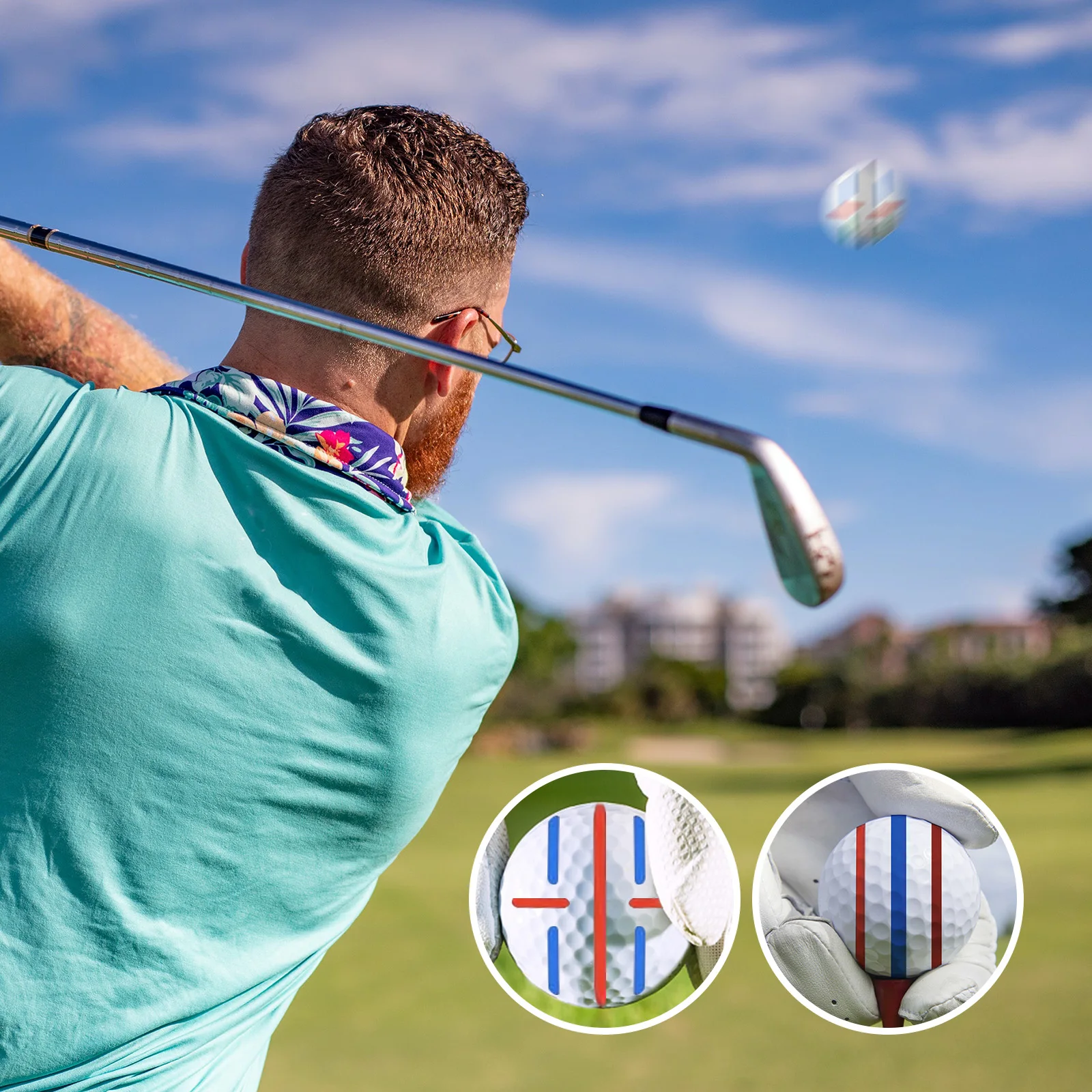 

1 Set T-Square Meter Ruler Markers Blue Red Drawing Pens Balance Black Golf Accessories Putting Green Practice