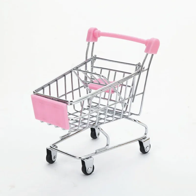 1 Pcs Mini Shopping Cart Supermarket Handcart Shopping Cart  Desktop Decoration Storage Toy Gifts Candy Cart  Supermarket Toy