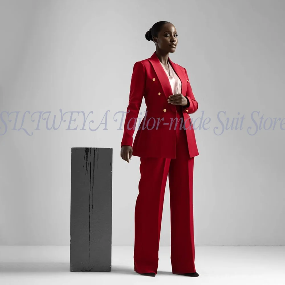 

Elegant Red Suits for Women 2 Pieces Banquet Party Tuxedo High-end Luxury Women Blazer Set (Blazer+Pants) Conjuntos De Mujer