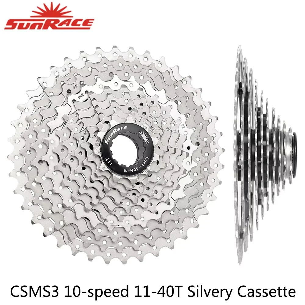 

SUNRACE CSMS3 10 Speed Bike Cassette Sprocket Mountain Bike 11-36T Silvery Bicycle Freewheel for Shimano Sram Cycling Parts