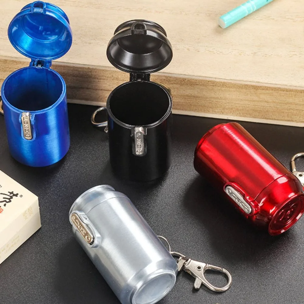 Portable Mini Ashtrays Creative Alloy Keychain Smokeless Vehicle Interior Ashtray Tobacco Cigarette Tool Smoking Accessories