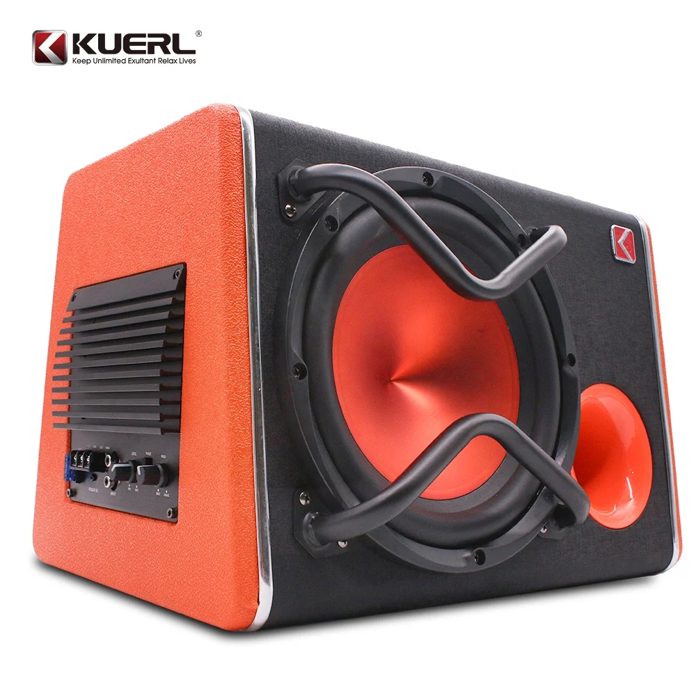 Factory wholesale 1200W big power trapezoid  car subwoofer 10 inch active 12V subwoofer