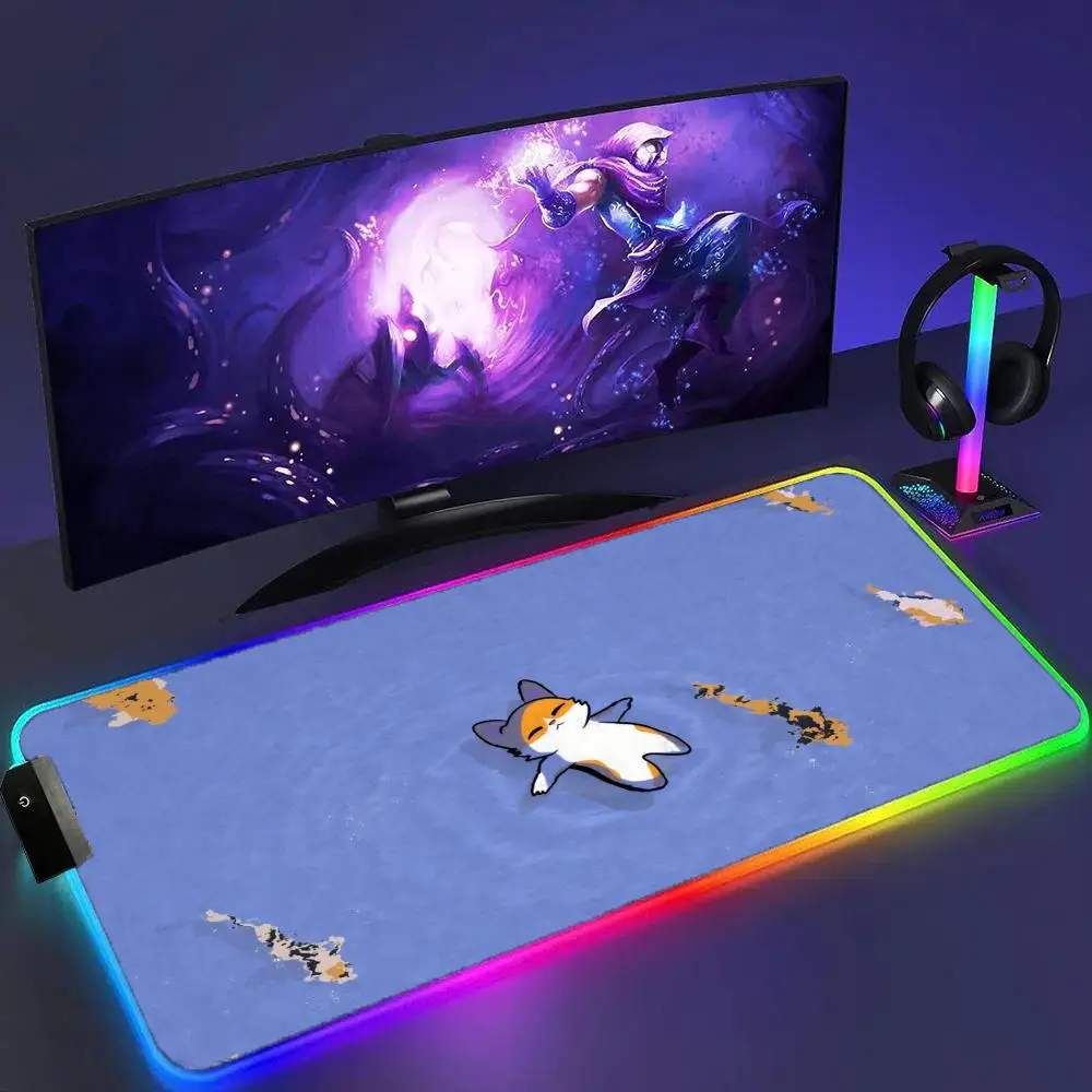 

Large RGB Mouse Mat Cute Animal Gamer Mousepads LED Gaming Mousepad kawaii Big Luminous Desk Pad Desk Mats Backlit Mouse Pads