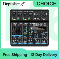 6 Channels Sound Mixing Console Depusheng M6 Audio Mixer Bluetooth USB Record Computer 48V Phantom Power Delay Repaeat Effect